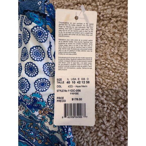 NWT Gottex Blue and White Pattern One Piece Swimsuit - Picture 4 of 8